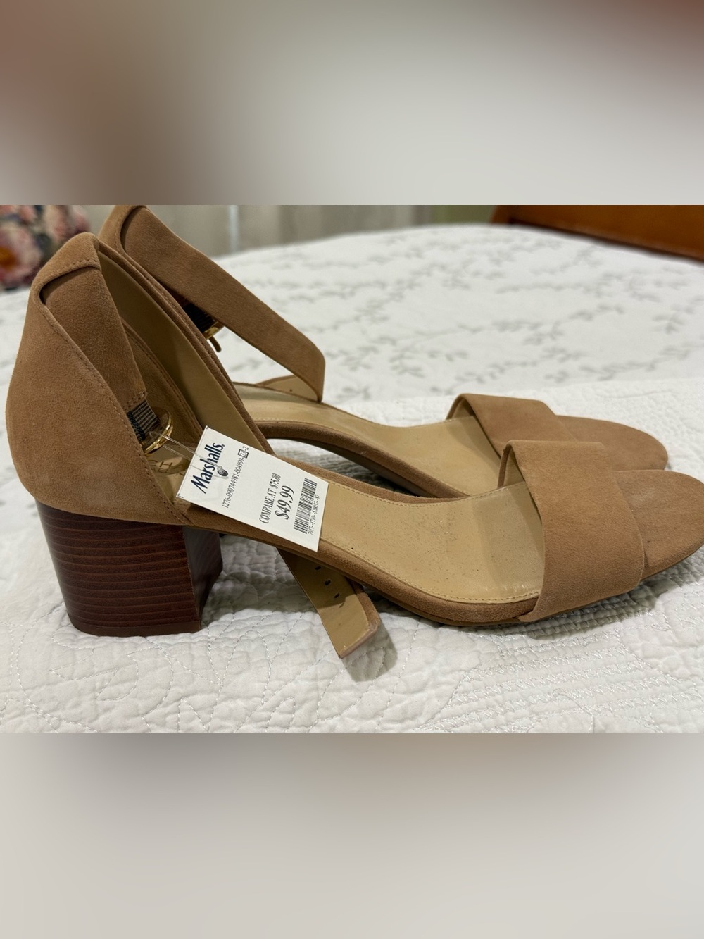 NWOB Michael Kors Brown Suede Ankle-Strap Block Heel Sandals